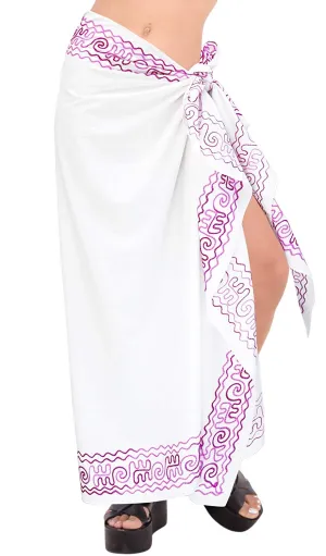 LA LEELA Rayon Swimwear Aloha Wrap Women Beach Sarong Solid 72"X42" White_5937