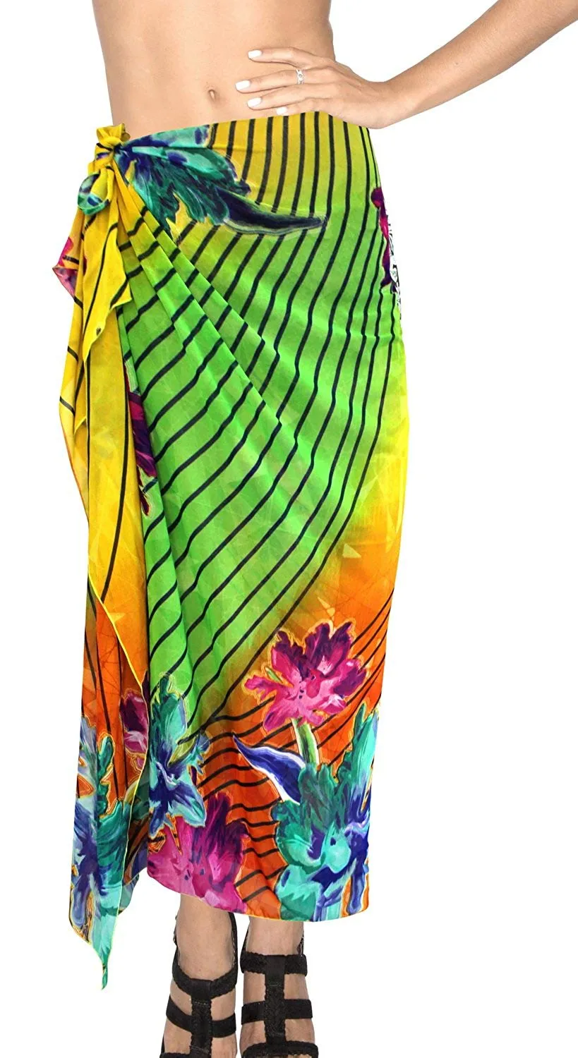 LA LEELA Women Beachwear Bikini Cover up Wrap Dress Swimwear Sarong 9 ONE Size