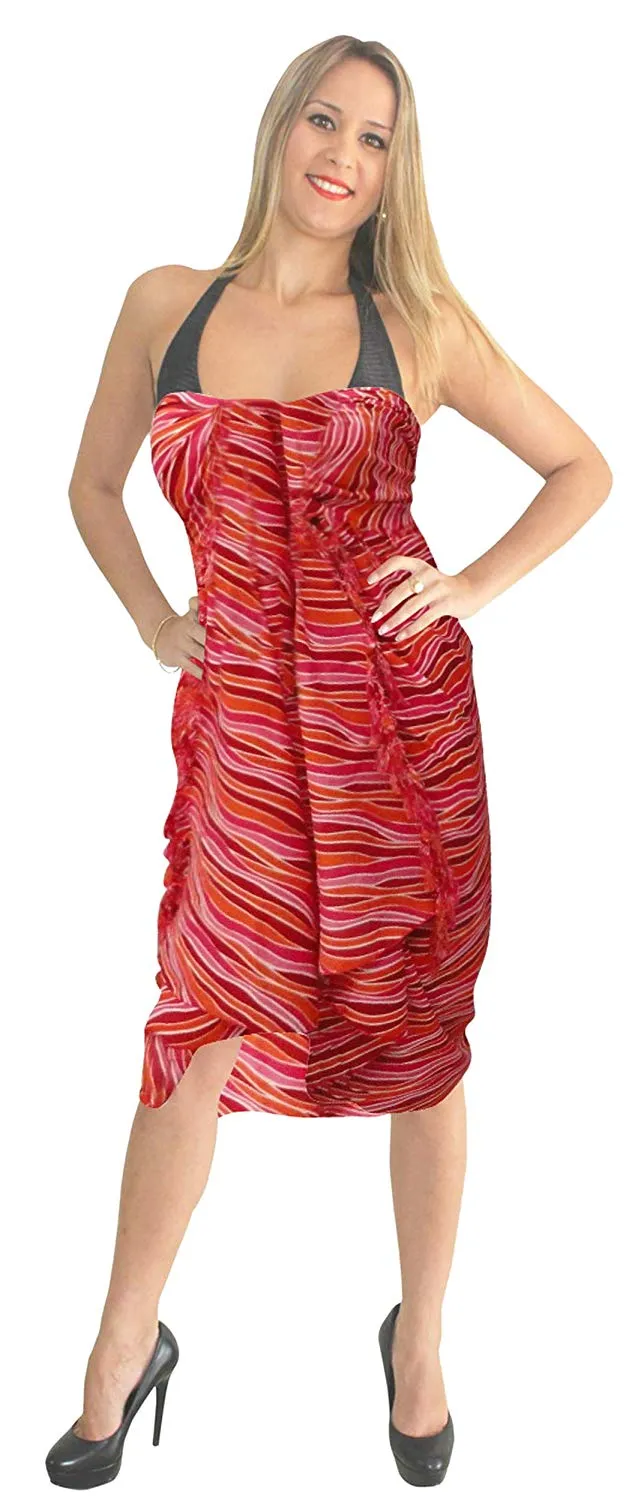 LA LEELA Women Beachwear Bikini Cover up Wrap Dress Swimwear Sarong 9 ONE Size