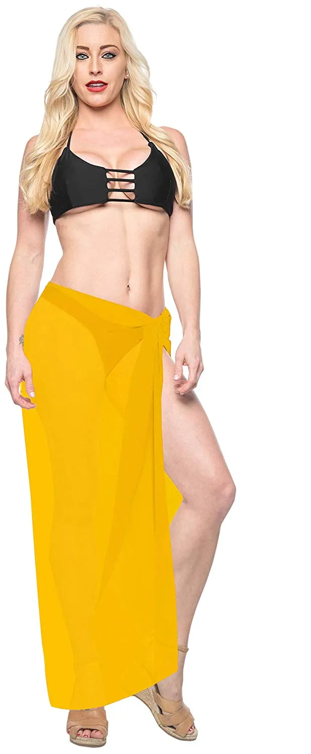 LA LEELA Womens Beach Cover Up Sarong Swimsuit Cover-Up Solid Pareo Sheer Chiffon