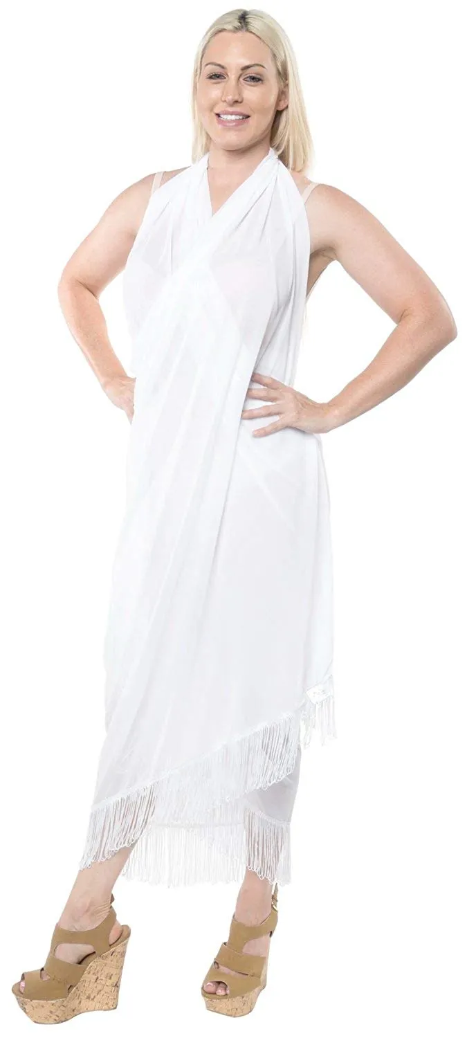 LA LEELA Womens Beach Swimsuit Cover Up Sarong Swimwear Cover-Up Wrap Skirt Plus Size Large Maxi BJ