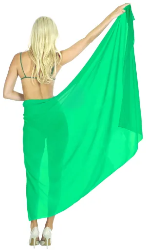La Leela Women's Bikini Beach Wrap Hawaiian Sarong Swimming Suit Bathing Pareo Beachwear Dress Cover up Long 68"x42" Green 125168
