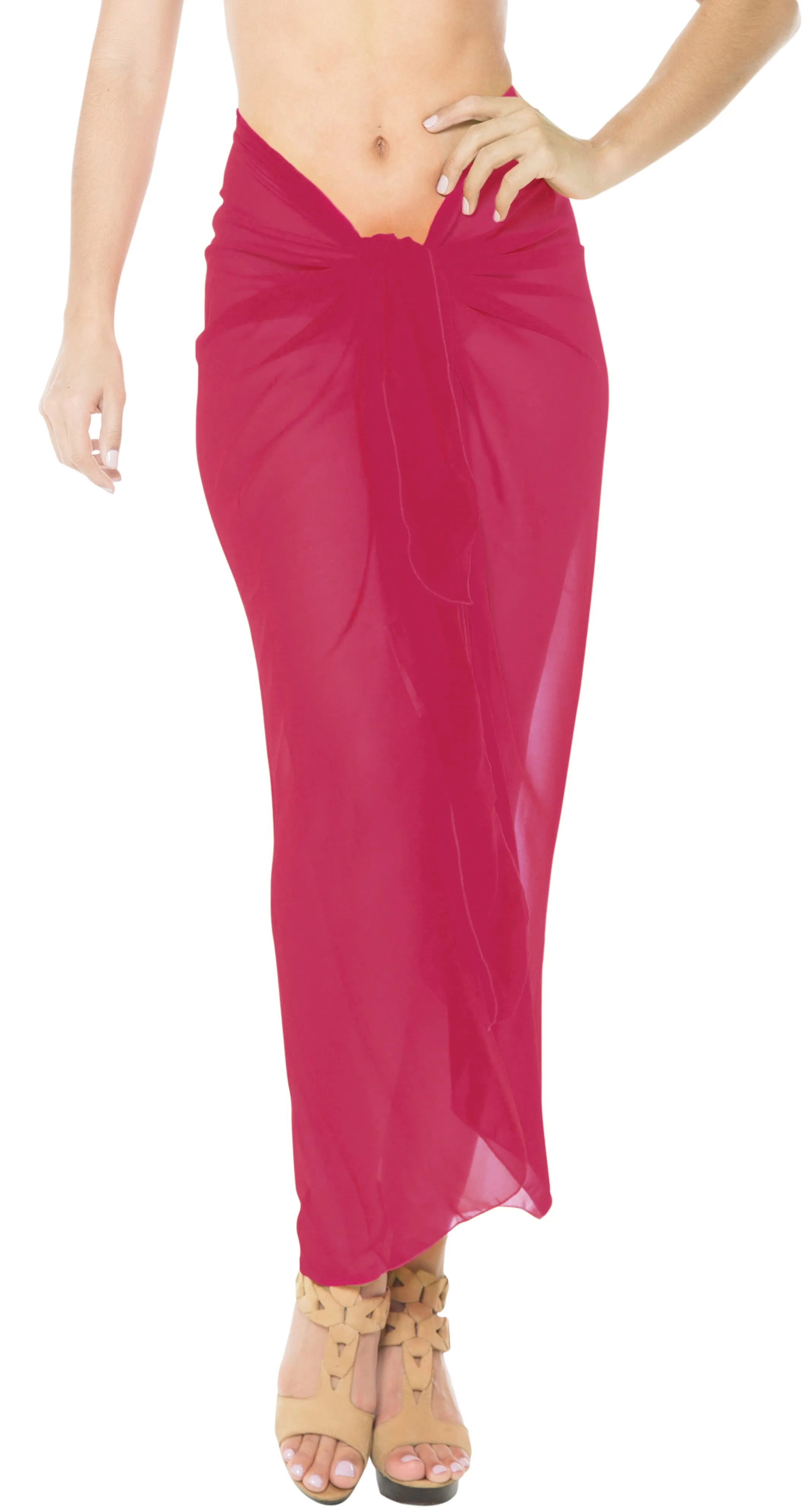 La Leela Women's Bikini Beach Wrap Hawaiian Sarong Swimming Suit Bathing Pareo Beachwear Valentines Day Dress Cover up Long 78"x42" Pink 118004