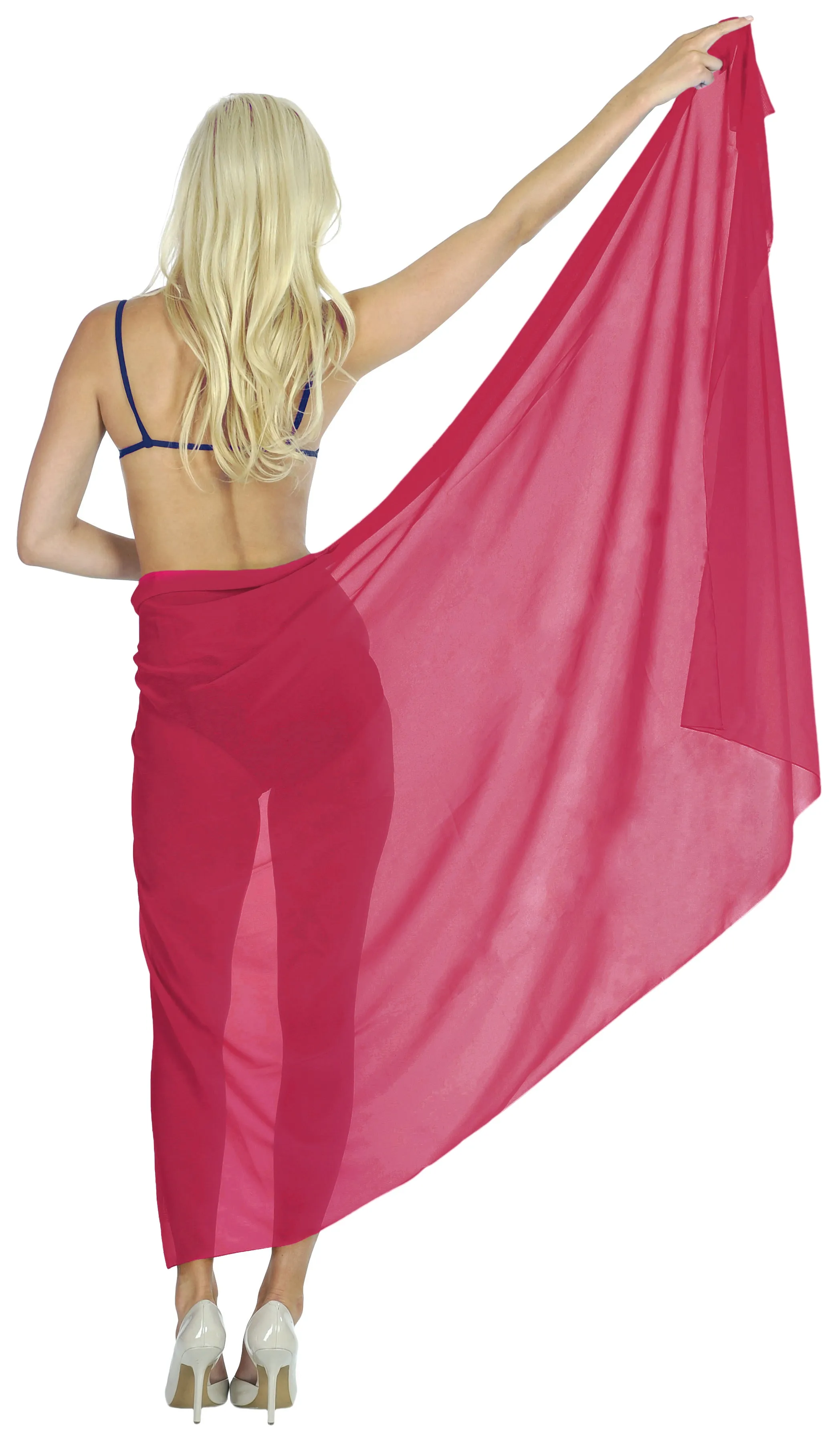 La Leela Women's Bikini Beach Wrap Hawaiian Sarong Swimming Suit Bathing Pareo Beachwear Valentines Day Dress Cover up Long 78"x42" Pink 118004