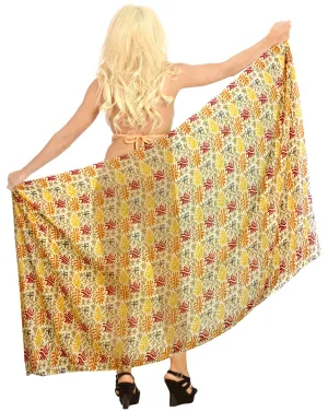 La Leela Women's Hawaiian Bikini Beach Wrap Sheer Sarong Swimming Bathing suit Beachwear Swim Dress Pareo Cover up Long 78"X42"  Beige 137780