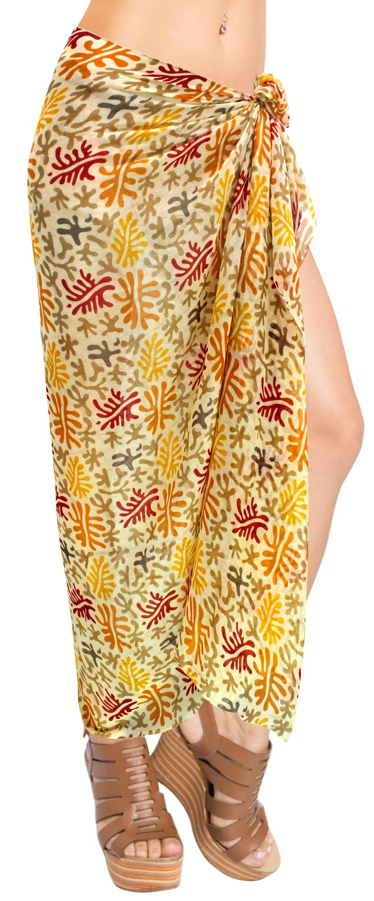 La Leela Women's Hawaiian Bikini Beach Wrap Sheer Sarong Swimming Bathing suit Beachwear Swim Dress Pareo Cover up Long 78"X42"  Beige 137780