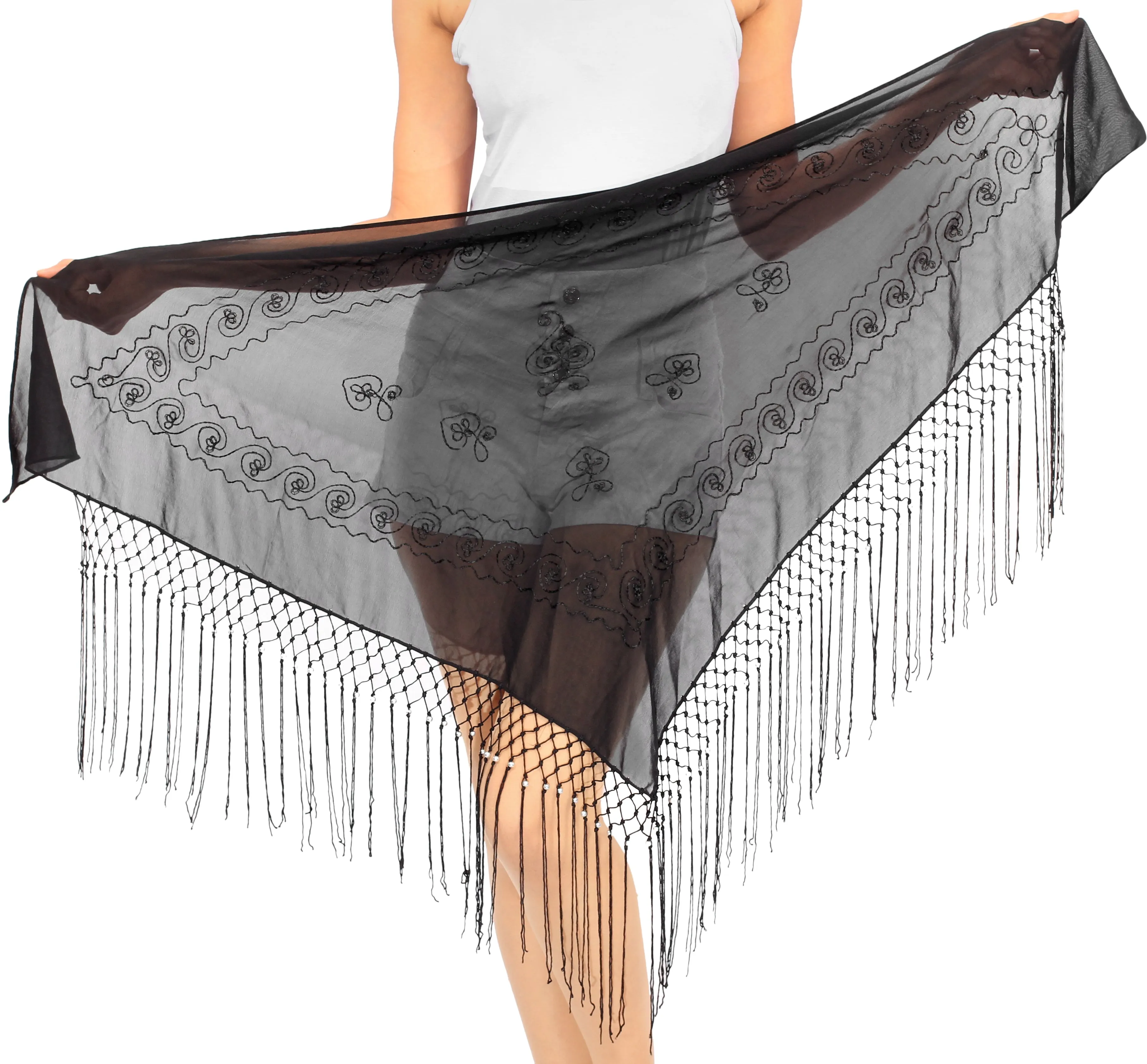 La Leela Women's Hawaiian Bikini Beach Wrap Sheer Sarong Swimming Bathing suit Beachwear Swim Dress Pareo Cover up Long 78"X42"  Black 912112