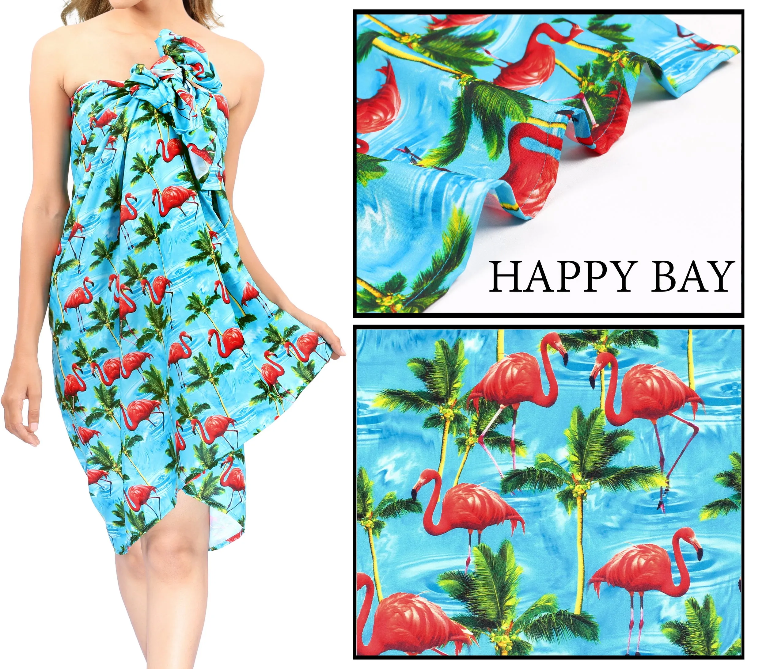 La Leela Women's Hawaiian Bikini Beach Wrap Sheer Sarong Swimming Bathing suit Beachwear Swim Dress Pareo Cover up Long 78"X42"  Blue 913595