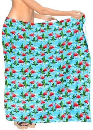 La Leela Women's Hawaiian Bikini Beach Wrap Sheer Sarong Swimming Bathing suit Beachwear Swim Dress Pareo Cover up Long 78"X42"  Blue 913595