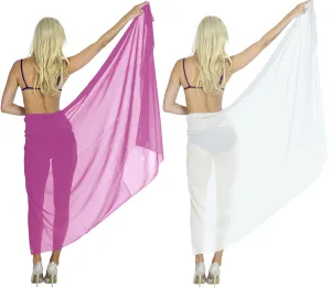 La Leela Women's Hawaiian Bikini Beach Wrap Sheer Sarong Swimming Bathing suit Beachwear Swim Dress Pareo Cover up Long 78"X42"  Purple 905019