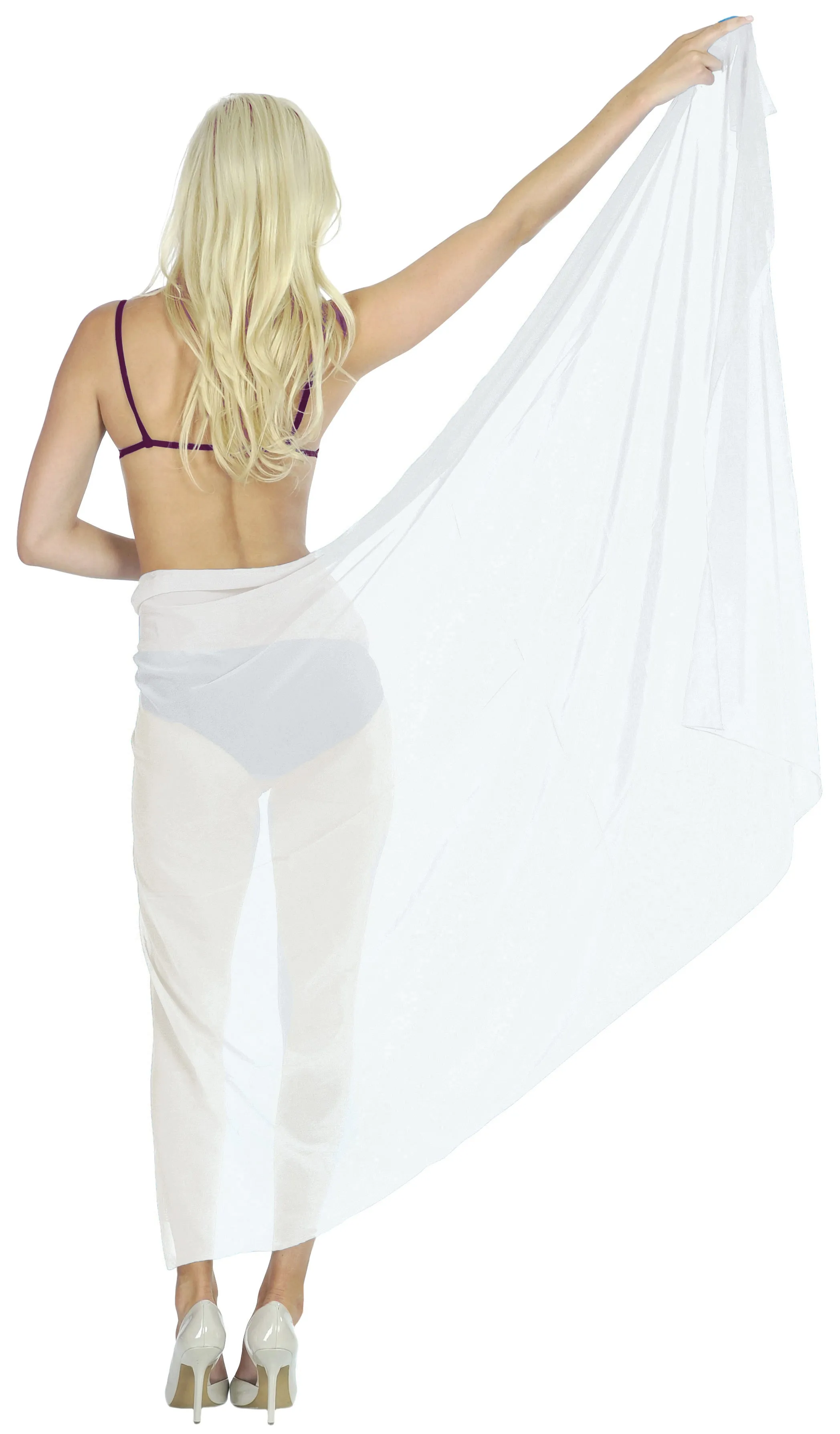 La Leela Women's Hawaiian Bikini Beach Wrap Sheer Sarong Swimming Bathing suit Beachwear Swim Dress Pareo Cover up Long 78"X42"  Purple 905019