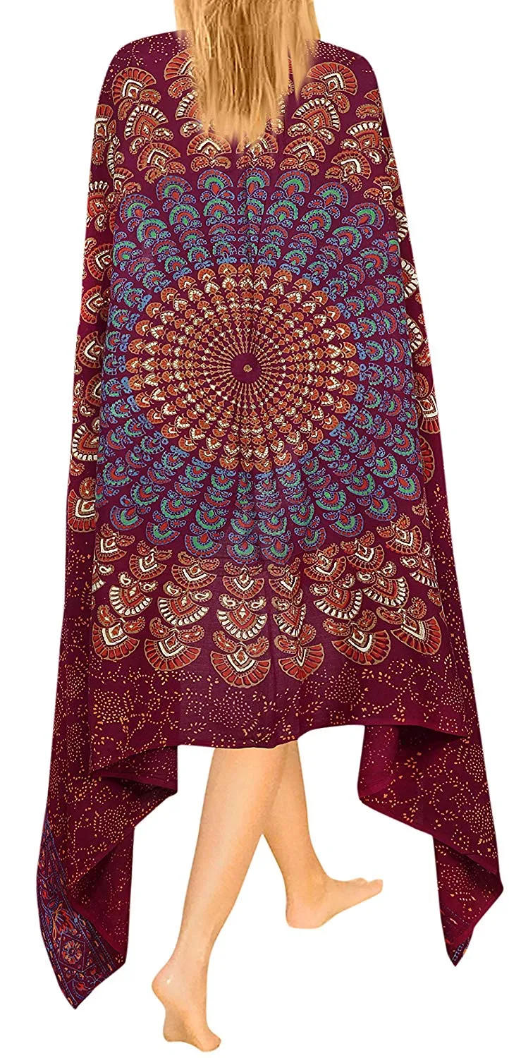 LA LEELA Womens Sarong Beach Swimsuit Bikini Cover up Wrap Pareo Peacock