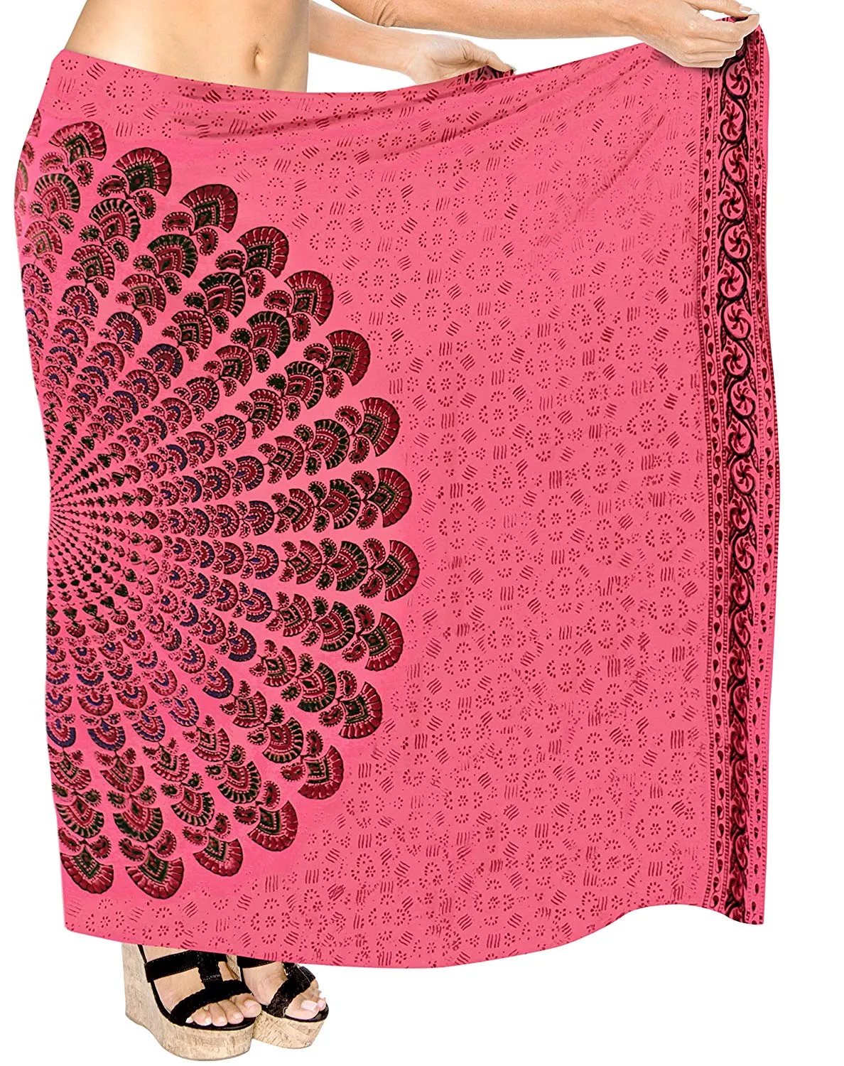 LA LEELA Womens Sarong Beach Swimsuit Bikini Cover up Wrap Pareo Peacock