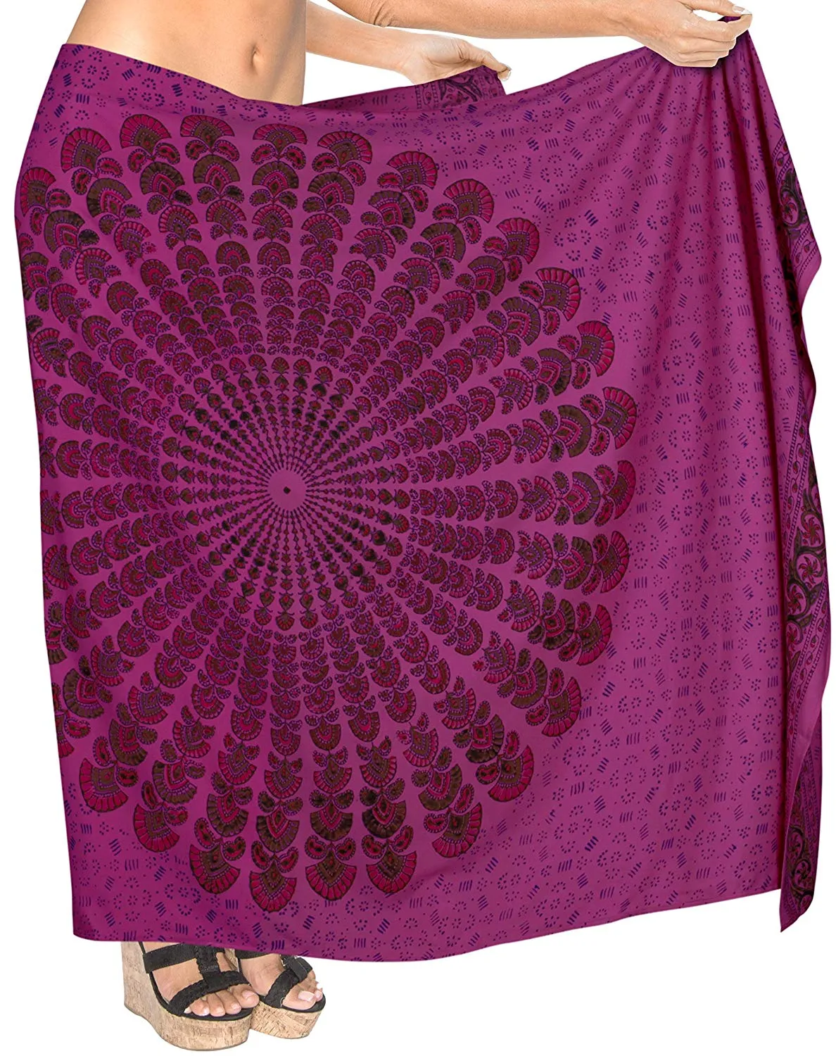 LA LEELA Womens Sarong Beach Swimsuit Bikini Cover up Wrap Pareo Peacock