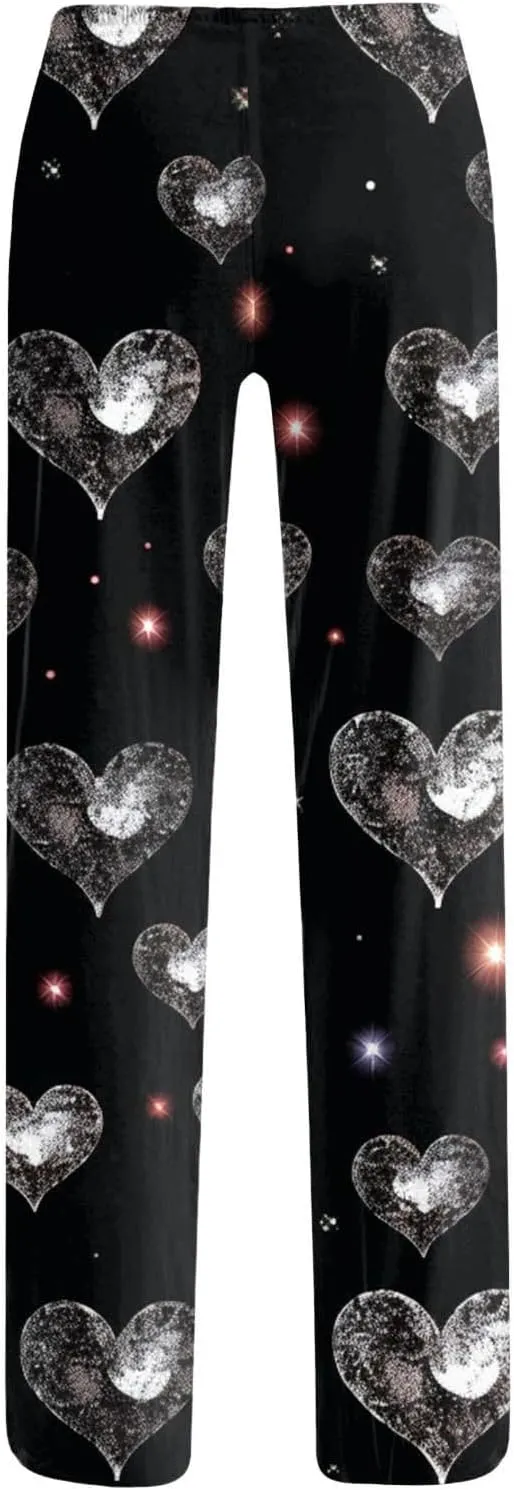Ladies' 2025 Valentine Fashion Casual Printed Casual Pants Women Pants Size 14