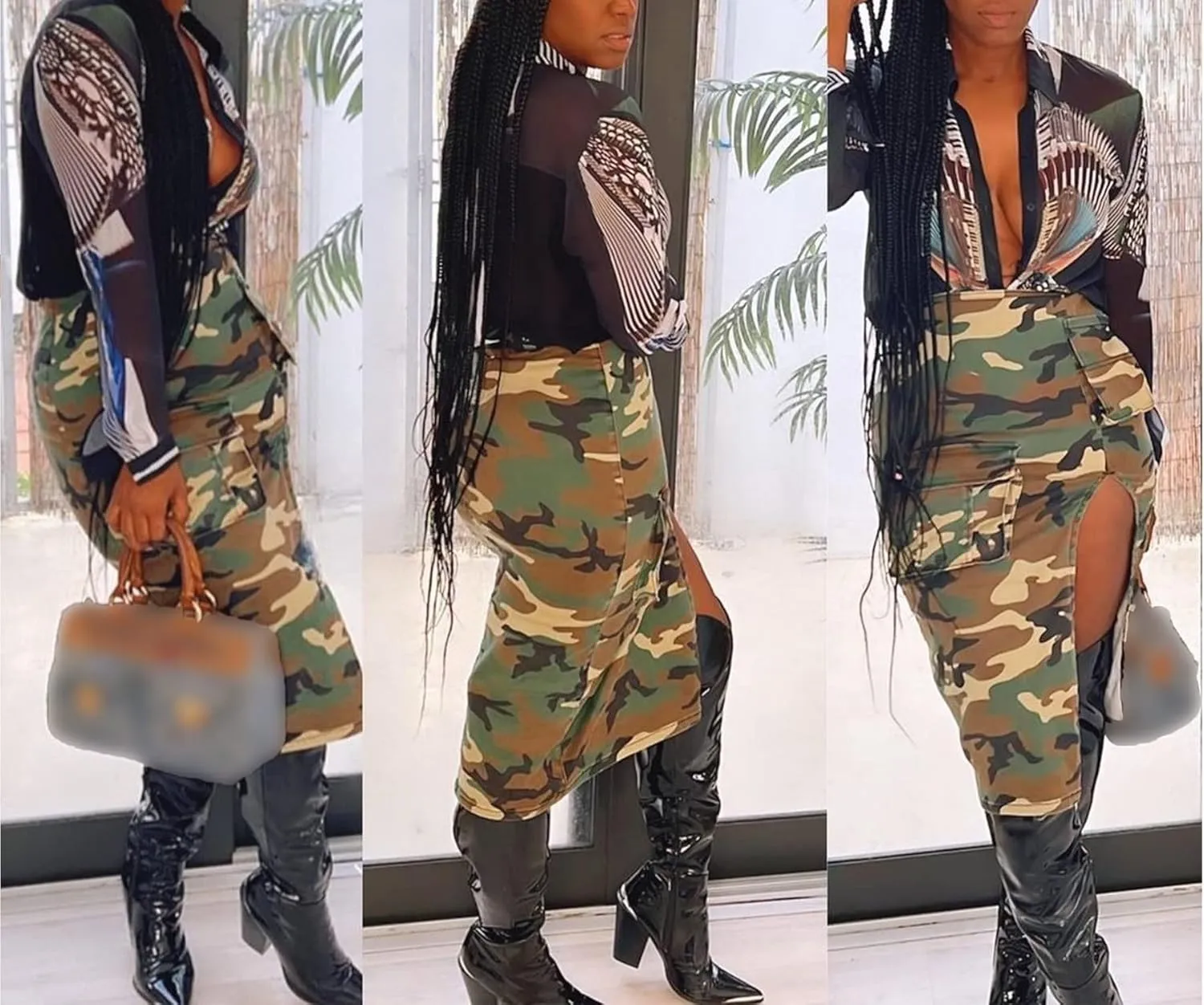 LAJIOJIO Women Cargo Skirt High Waist Sexy Casual Camouflage Print Skirts with Pockets Summer Mini Streetwear Y2k Skirt