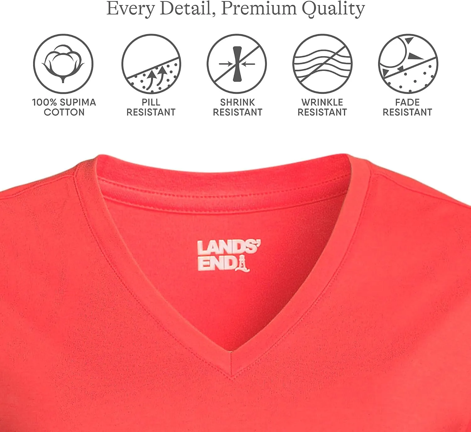 Lands' End Women's Relaxed American-Grown Supima Cotton V-Neck T-Shirt