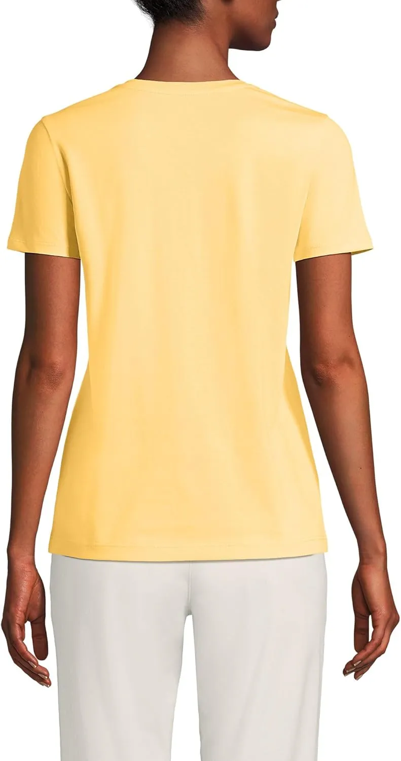 Lands' End Women's Relaxed American-Grown Supima Cotton V-Neck T-Shirt