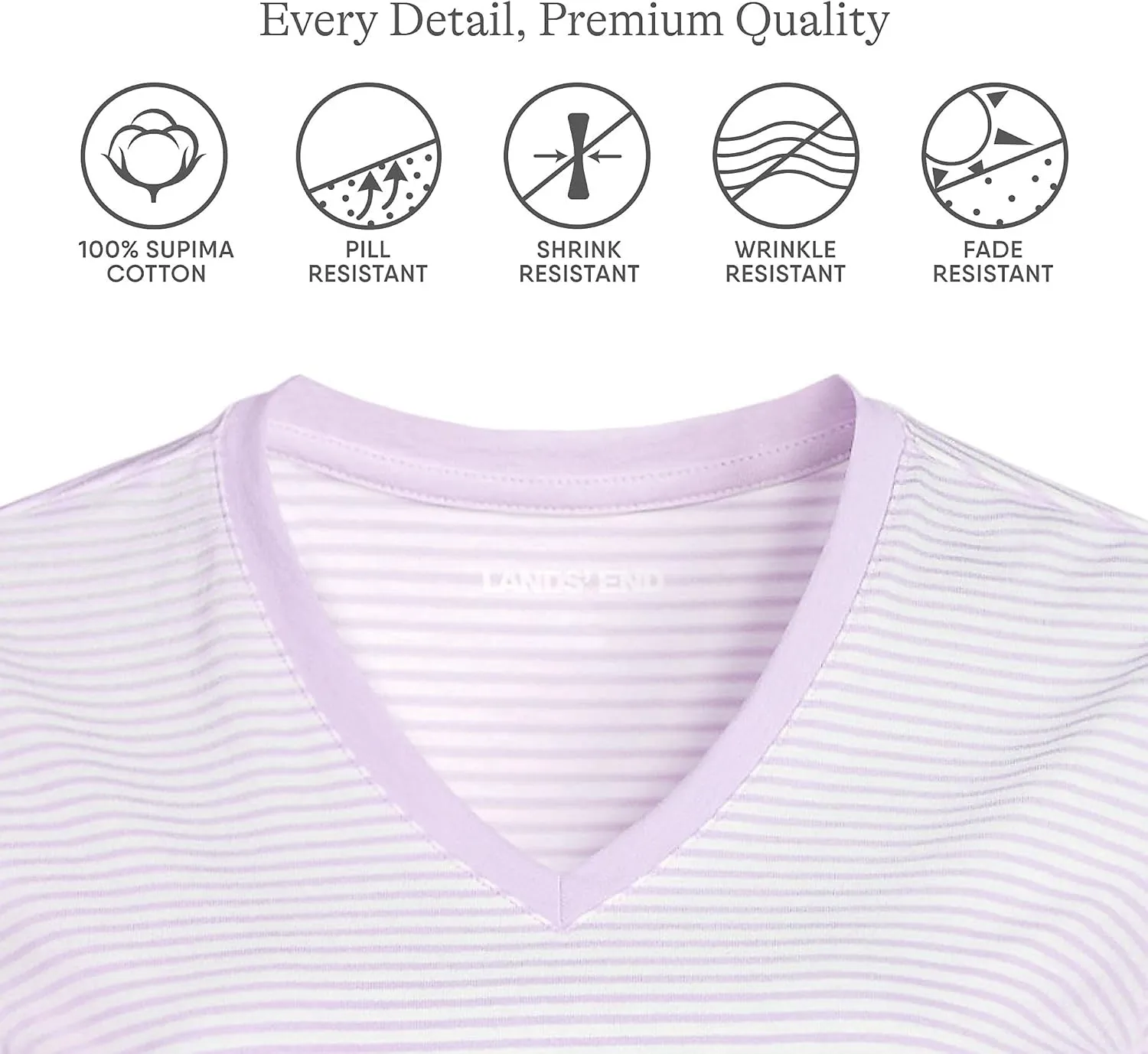 Lands' End Women's Relaxed American-Grown Supima Cotton V-Neck T-Shirt