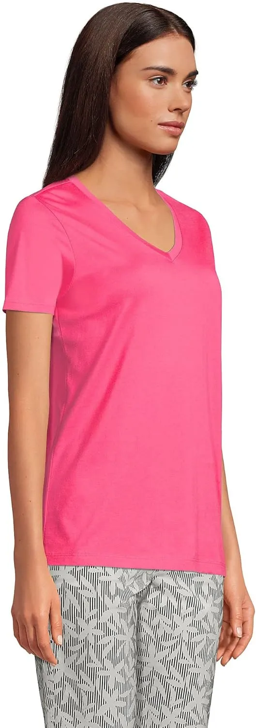 Lands' End Women's Relaxed American-Grown Supima Cotton V-Neck T-Shirt