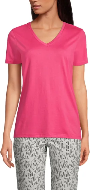 Lands' End Women's Relaxed American-Grown Supima Cotton V-Neck T-Shirt