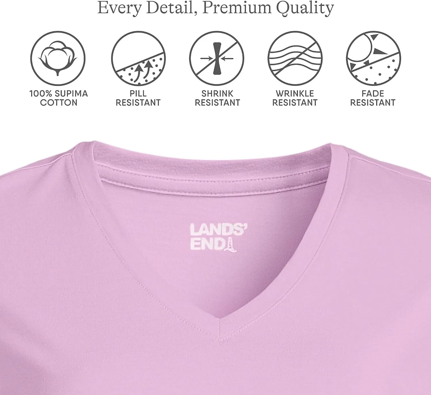 Lands' End Women's Relaxed American-Grown Supima Cotton V-Neck T-Shirt