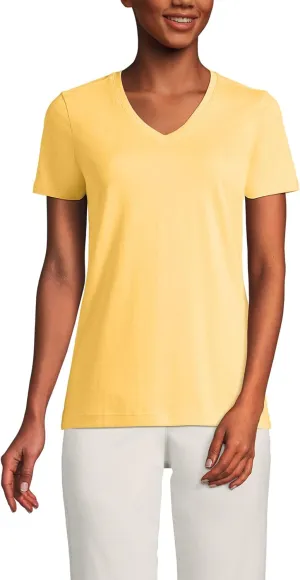 Lands' End Women's Relaxed American-Grown Supima Cotton V-Neck T-Shirt