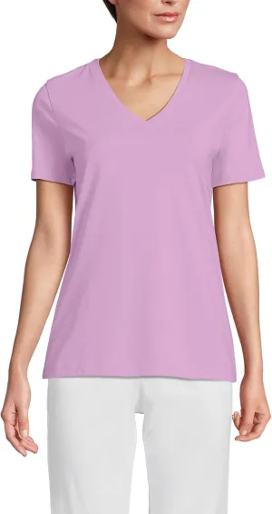 Lands' End Women's Relaxed American-Grown Supima Cotton V-Neck T-Shirt
