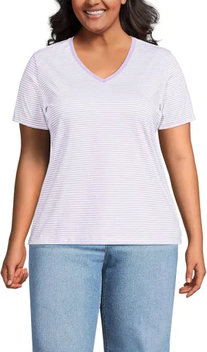 Lands' End Women's Relaxed American-Grown Supima Cotton V-Neck T-Shirt