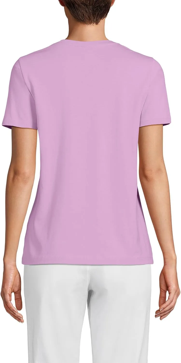 Lands' End Women's Relaxed American-Grown Supima Cotton V-Neck T-Shirt