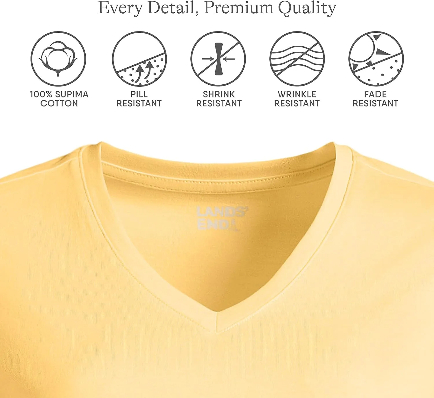 Lands' End Women's Relaxed American-Grown Supima Cotton V-Neck T-Shirt