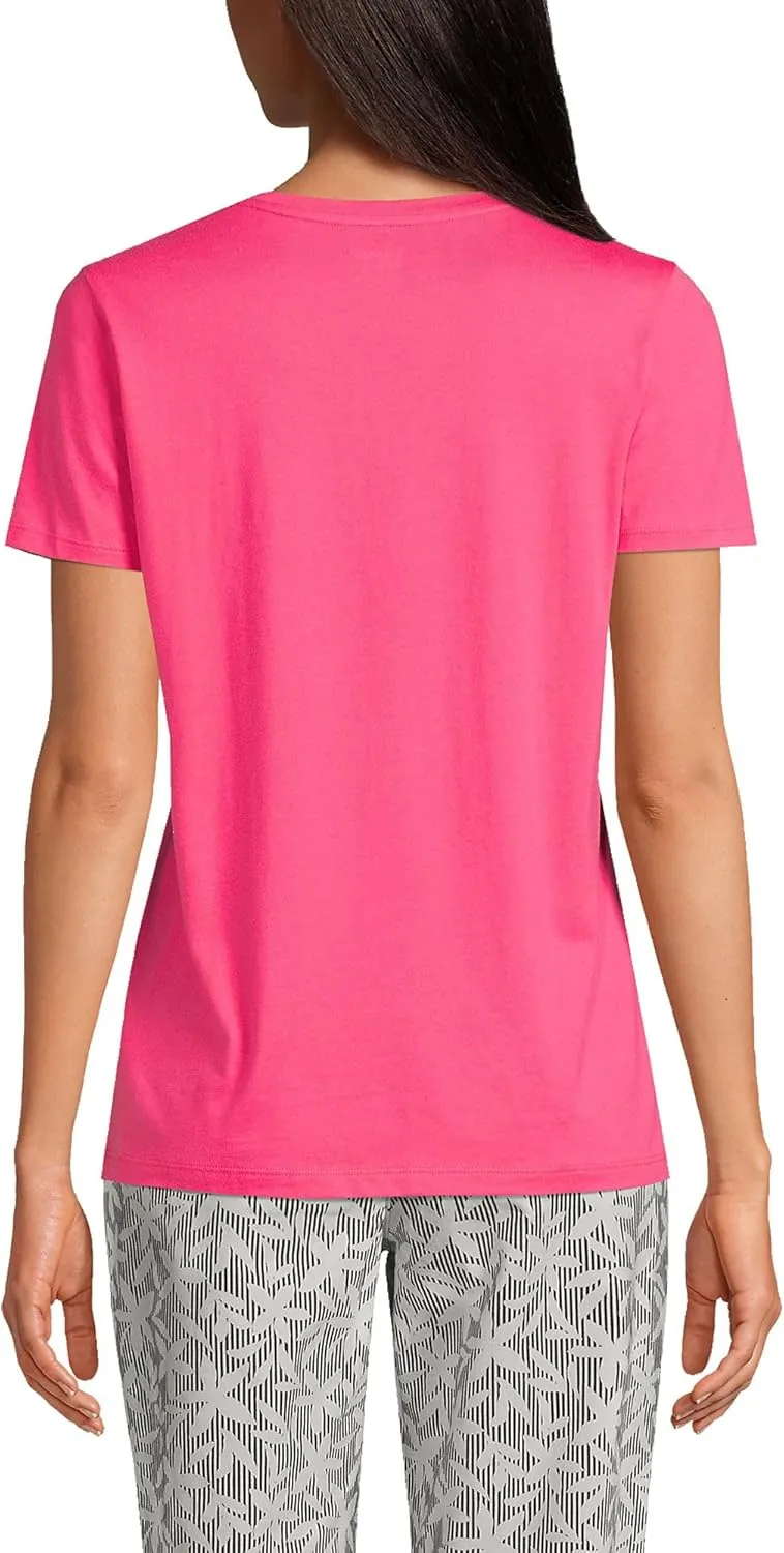 Lands' End Women's Relaxed American-Grown Supima Cotton V-Neck T-Shirt