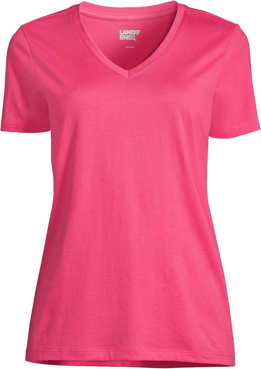 Lands' End Women's Relaxed American-Grown Supima Cotton V-Neck T-Shirt