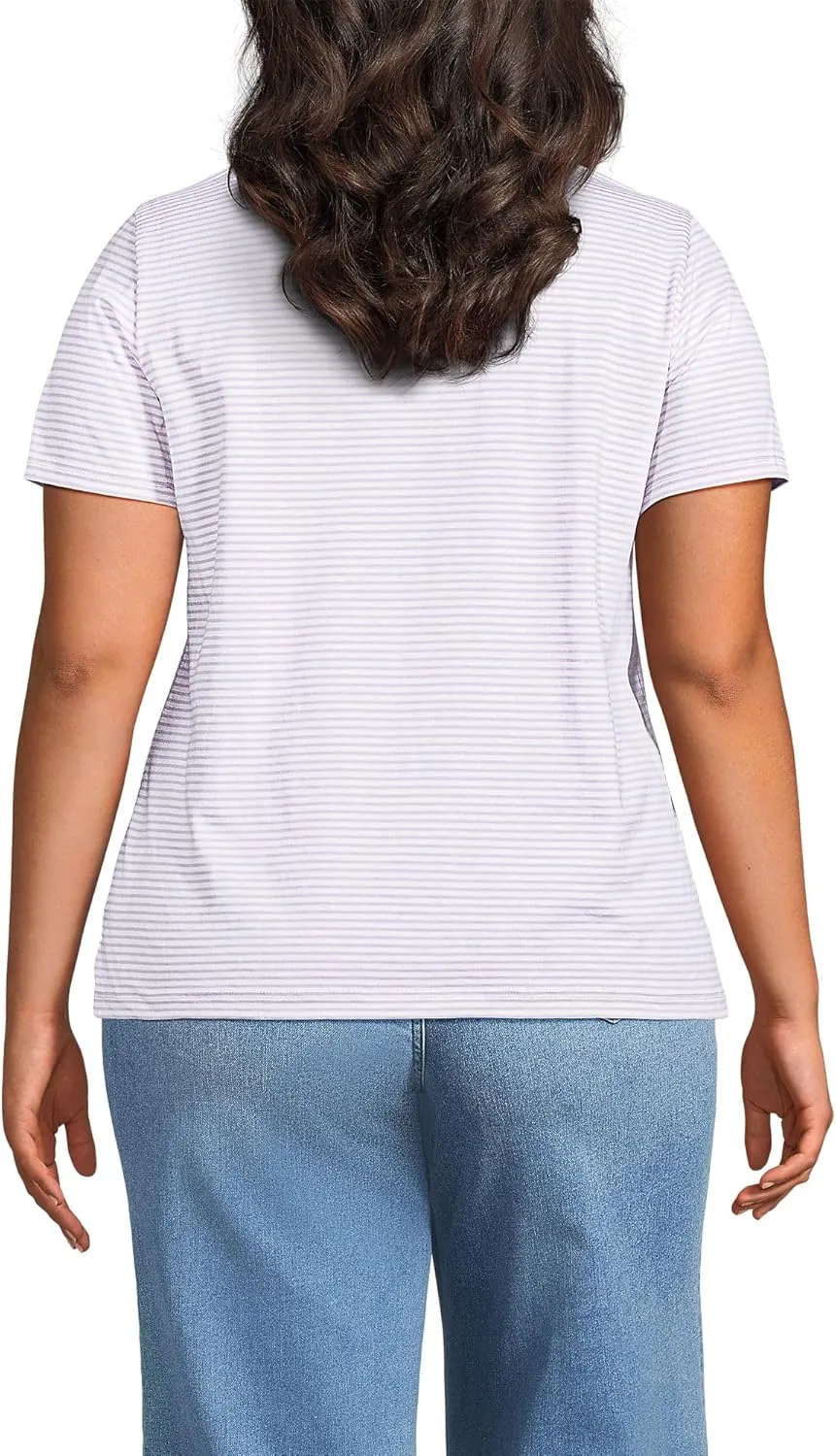 Lands' End Women's Relaxed American-Grown Supima Cotton V-Neck T-Shirt