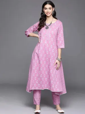 Lavender Printed Cotton Kurta