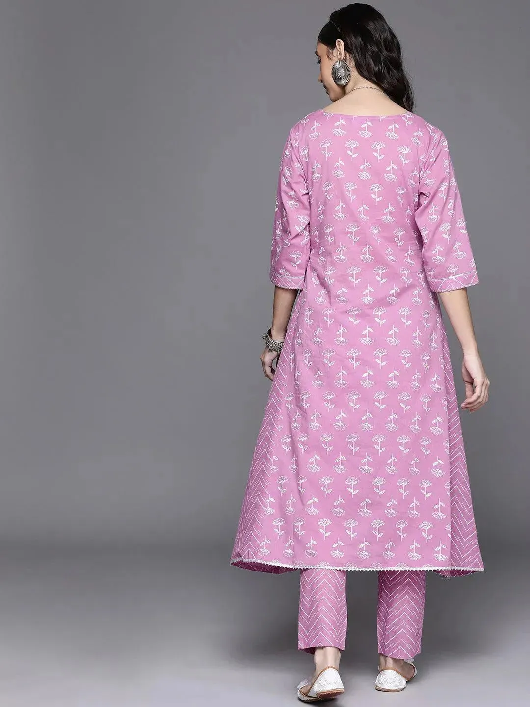 Lavender Printed Cotton Kurta
