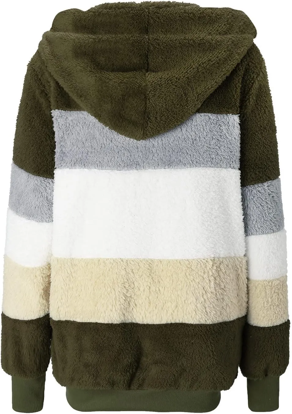 LCMTWX Womens Winter Fuzzy Fleece Jacket Color Artificial Wool Zipper Drawstring Long-Sleeved Hoodie Sweater Coats for De