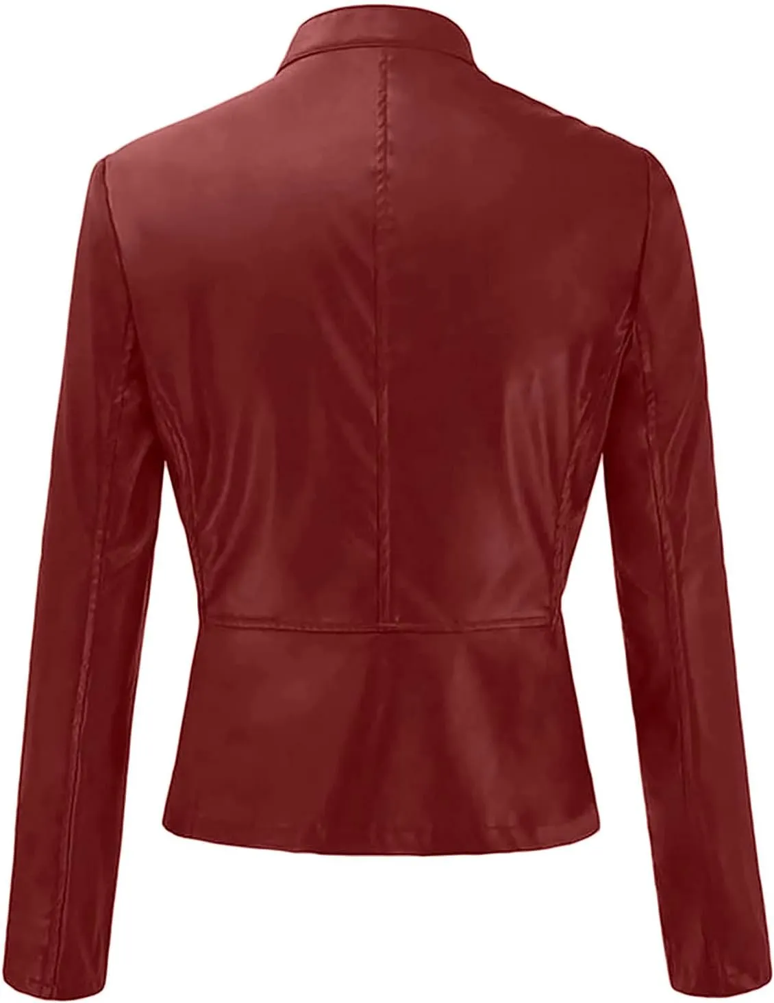 Leather Jacket Women Sexy Motorcycle Zip up Jackets Red Trench Coat Cropped Quilted Fall Winter Warm Coats