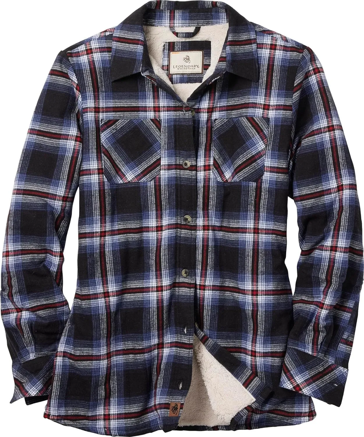 Legendary Whitetails Women's Open Country Flannel Shacket Sherpa Lined Plaid Fleece Shirt Jacket Ladies Western Clothing Coat