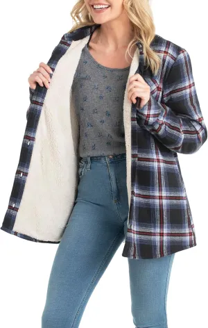 Legendary Whitetails Women's Open Country Flannel Shacket Sherpa Lined Plaid Fleece Shirt Jacket Ladies Western Clothing Coat