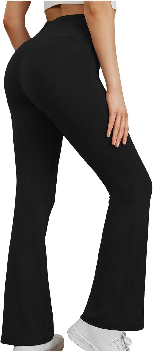 Leggings for Women Tummy Control Baggy High Waisted Flare Pants Athletic Stretch Yoga Lightweight Workout Pants