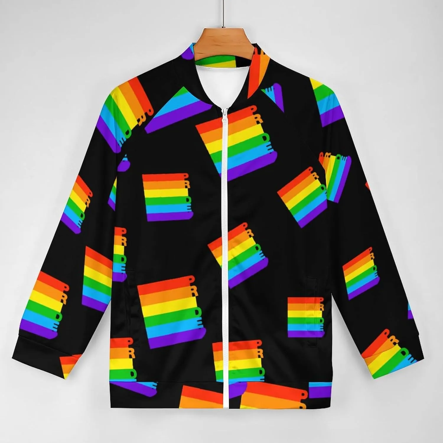 LGBT Gay Pride Rainbow Bomber Jacket Men Lightweight Causal Flight Windbreaker Track Jacket Shirt