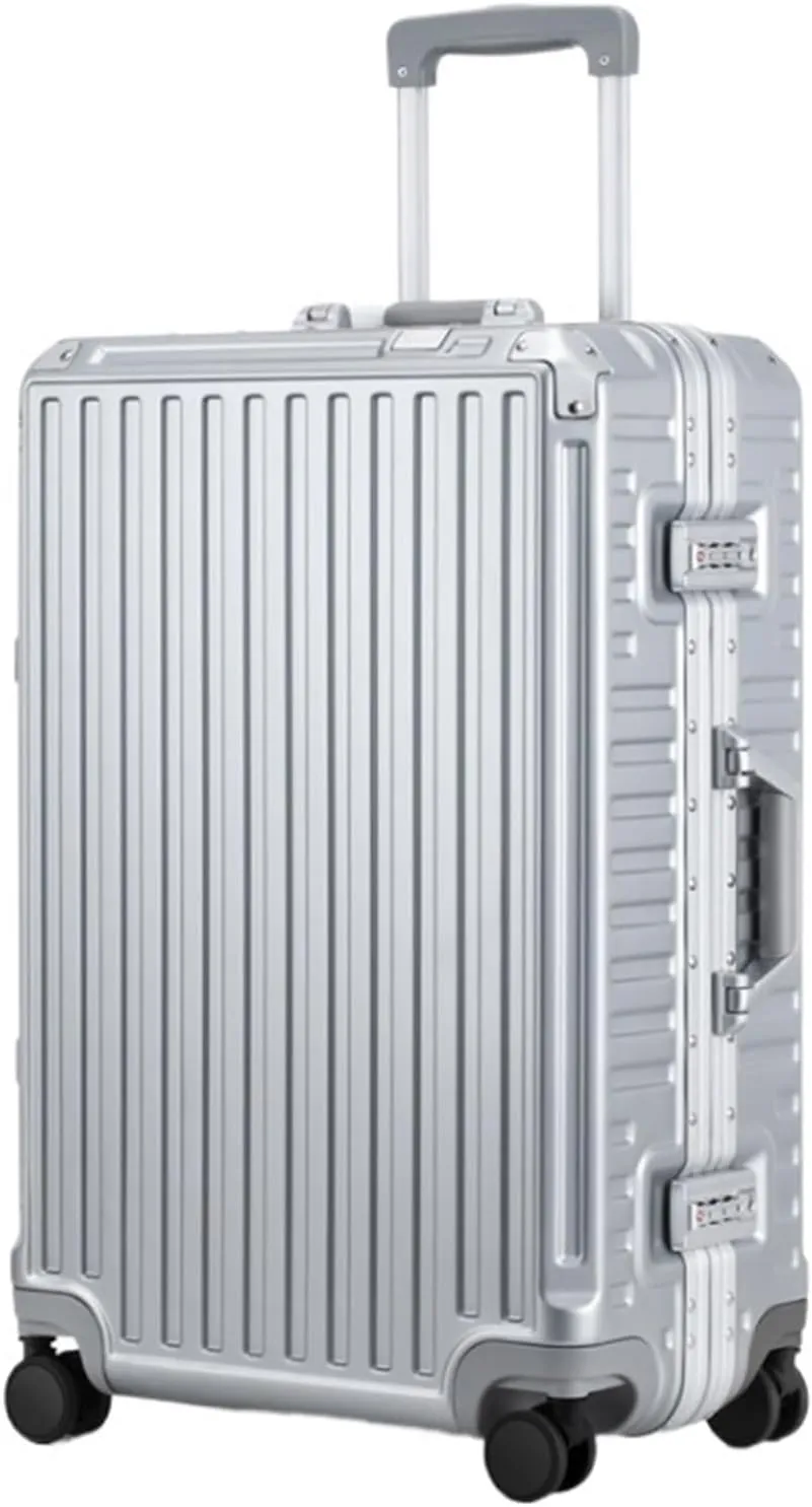 Light Suitcase Hard Shell Checked Luggage with Aluminum FrameNo Zipper Suitcase with Spinner Wheels Wheeled Luggage (Color : D, Size : 20in)