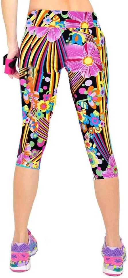 Lightweight Trousers for Women Running Fitness Yoga High-waist Stretch Pants Women Hip Seven-minute Print Pants