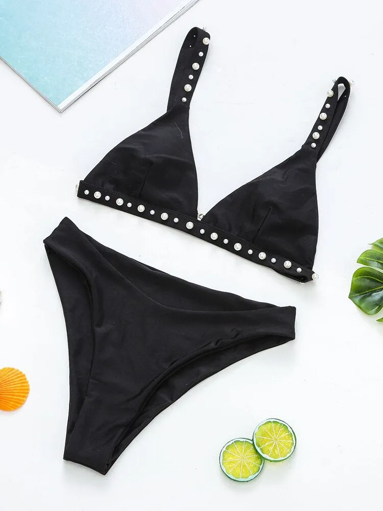 Lila Rhinestone Bikini Swimwear Swimsuit Diamond Bikini Set