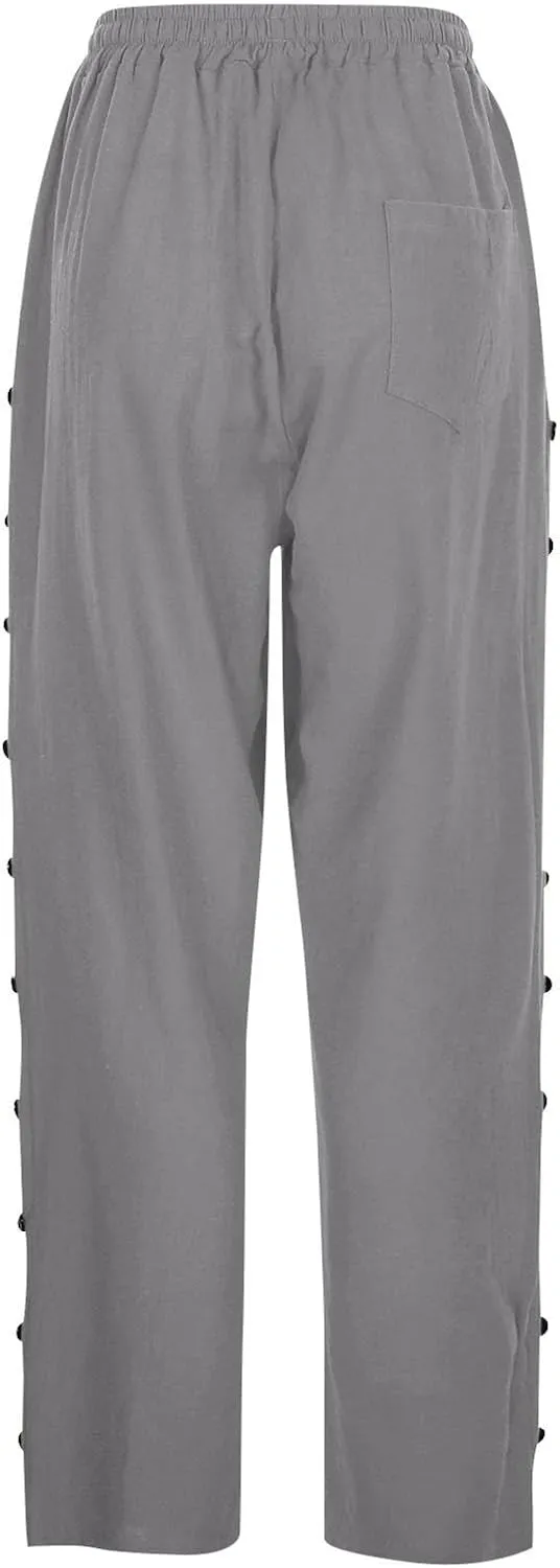 Linen Pants for Women Summer Lounge Pant Elastic Drawstring Casual Trousers with Pockets 2025 Beach Outfits