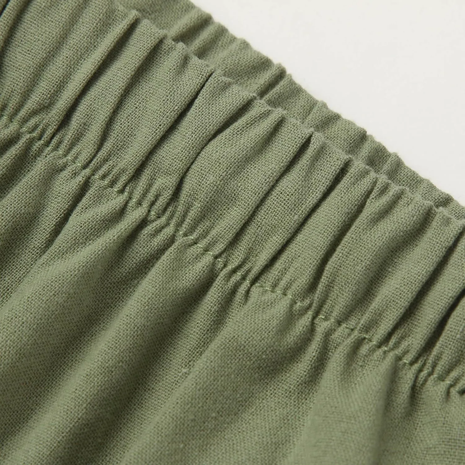 Linen Pants Women Cotton Linen Palazzo Flowy Pants Drawstring Elastic Waist Casual Wide Leg Trousers with Pockets