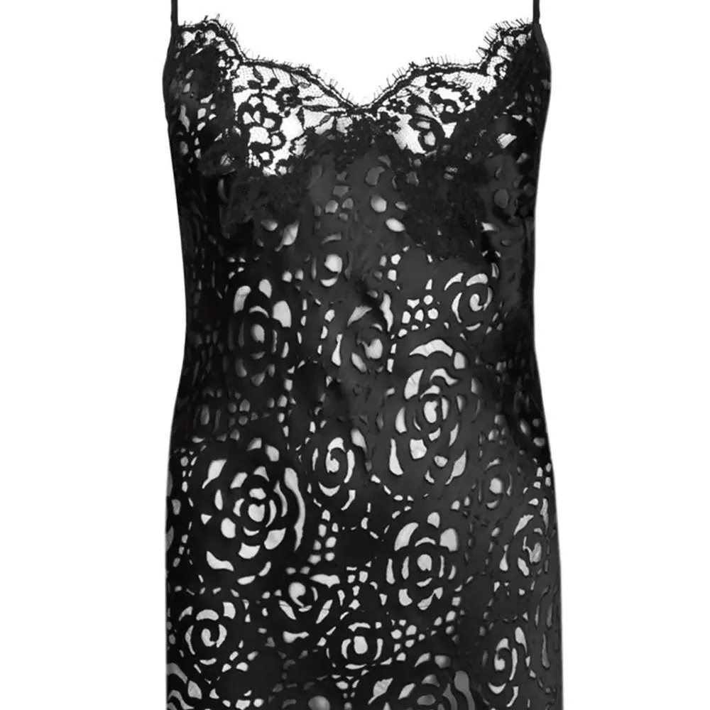 Lise Charmel 'Dressing Floral' Black Silk Chemise/Night Dress