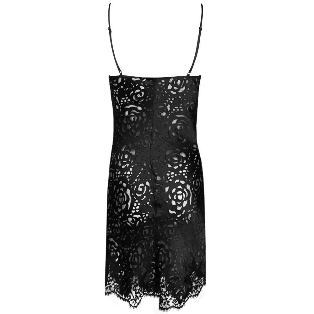 Lise Charmel 'Dressing Floral' Black Silk Chemise/Night Dress
