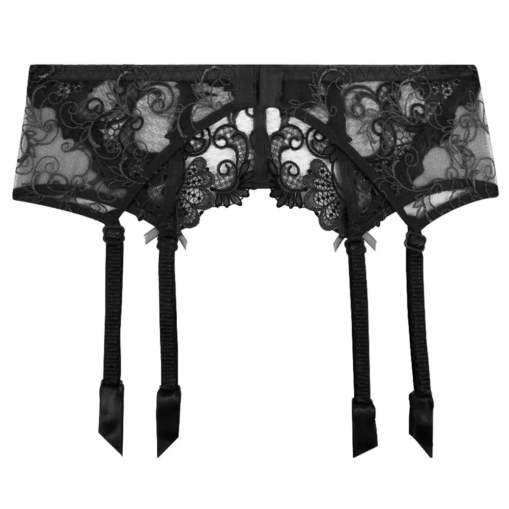 Lise Charmel 'Dressing Floral' Black Suspender Belt